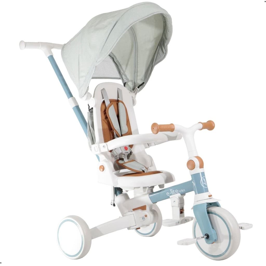 Triciclo Infantil Com Empurrador Haste Pedal Capota Multifuncional 5 em 1 Bicicleta de Equilíbrio Premium Baby
