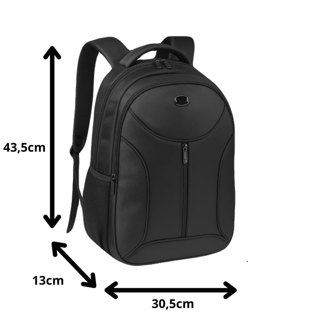 Mochila Escolar Notebook Executiva Unissex Reforçada Adulto Bolso Externo Masculina Feminina Preto