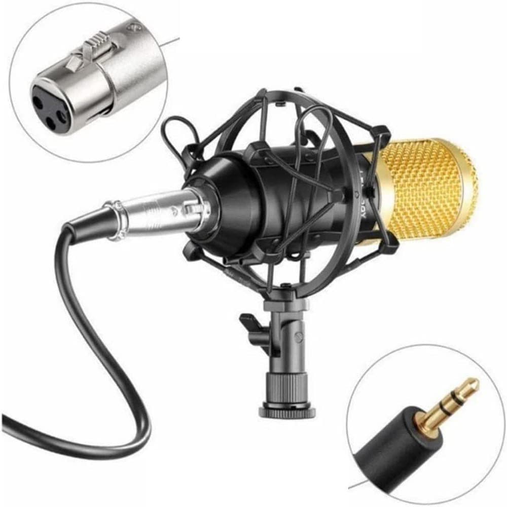 Microfone Condensador Bm800+ Pop Filter+ Aranha+ Braço Artic