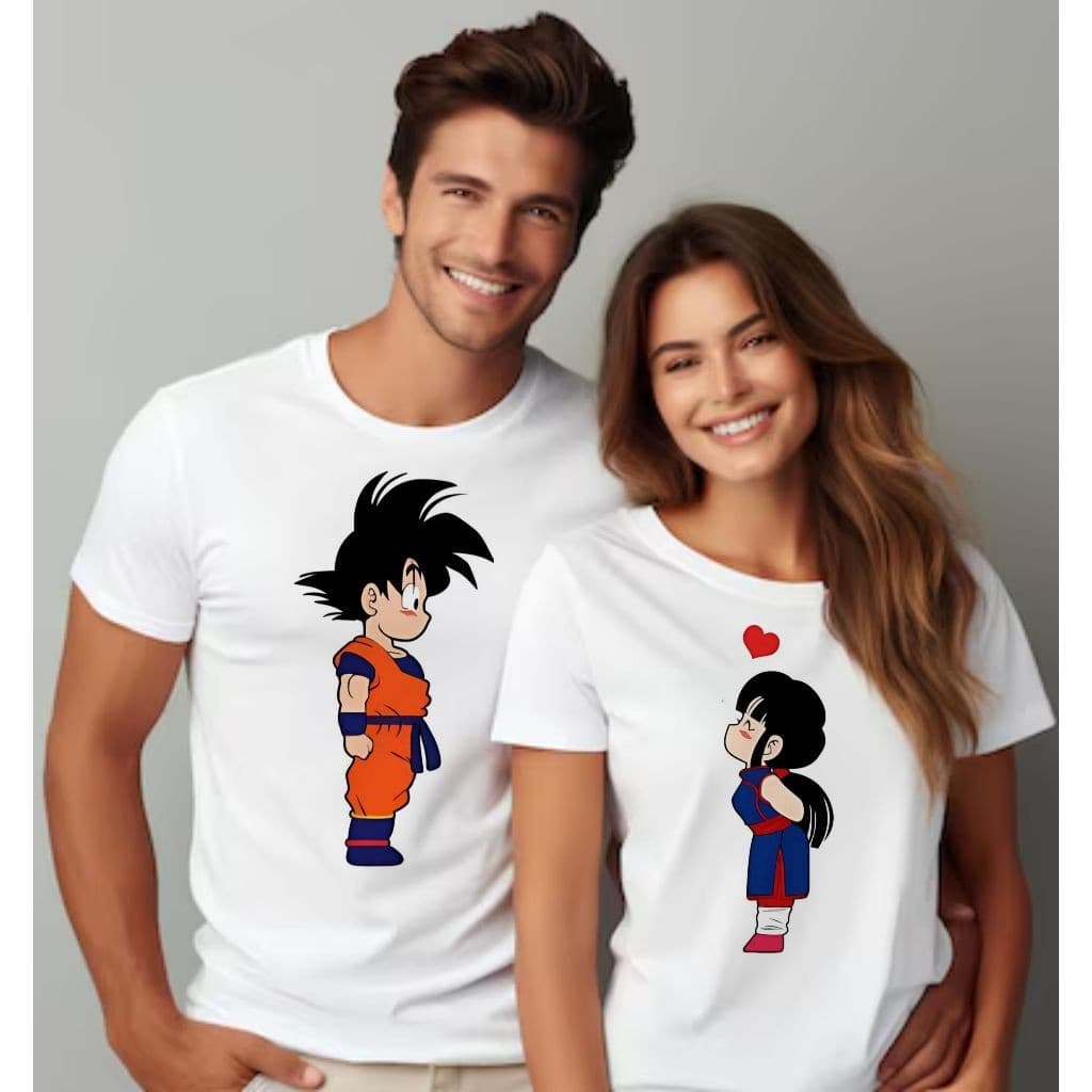 Kit camiseta casal Goku E Chichi dia dos namorados esposa marido