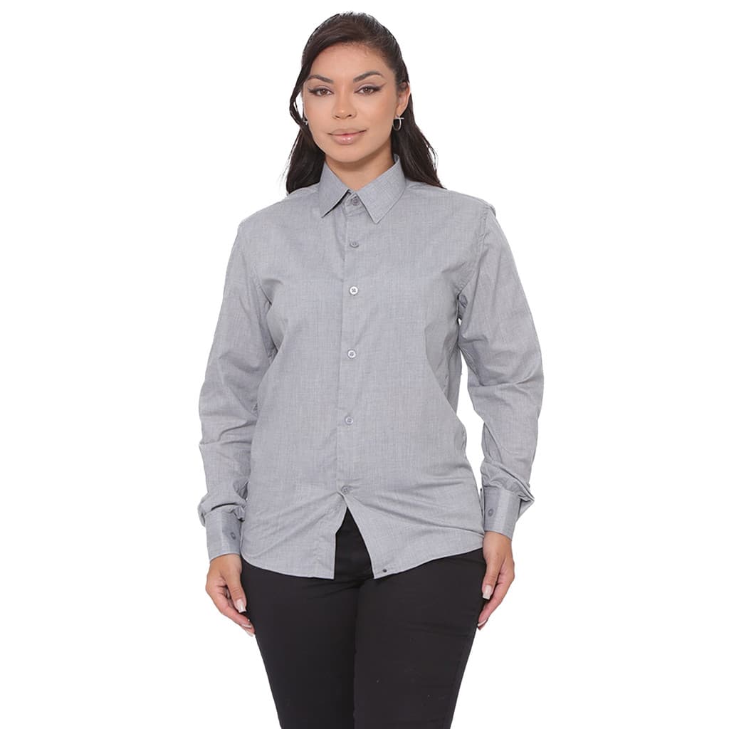 Camisa Social Feminina Premium Tipo Linho Manga Longa Smoke