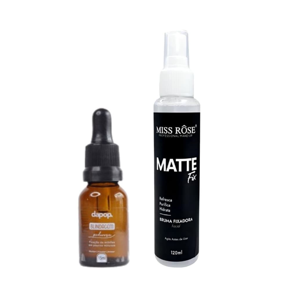 Kit Blindagem de Maquiagem 3 em 1 Dapop + Bruma Fixadora Refrescante Miss Rôse