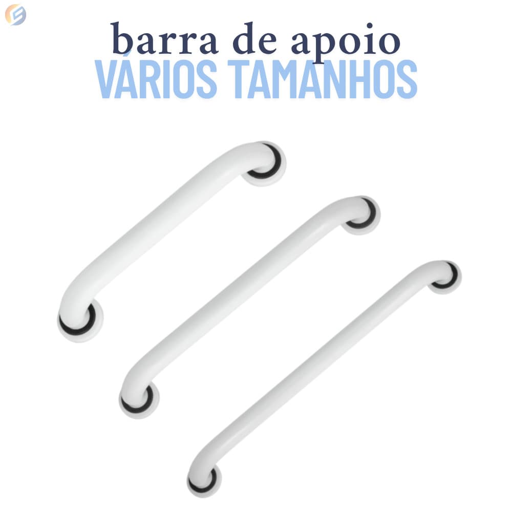 Barra de Apoio Alumínio Polido Branca Banheiro Acessibilidade Idoso Vários Tamanhos