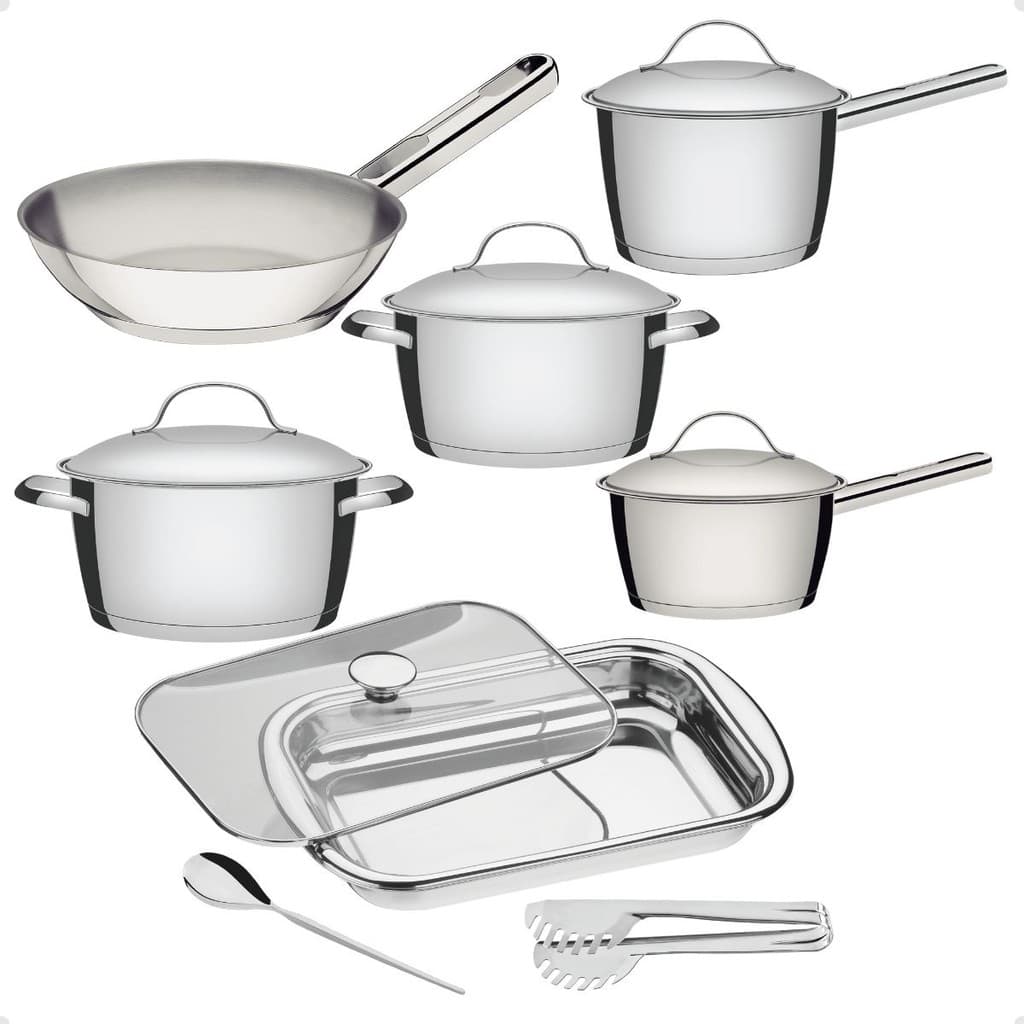 Jogo Panela Inox Indução Frigideira Assadeira 8 Peças Tramontina