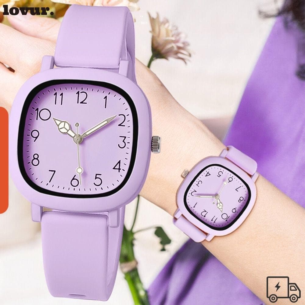 Relógio Mulher LOVUR , Mãos Luminosas De Silicone Relógios De Pulso De Quartzo , Cor Geléia De Aço Inoxidável