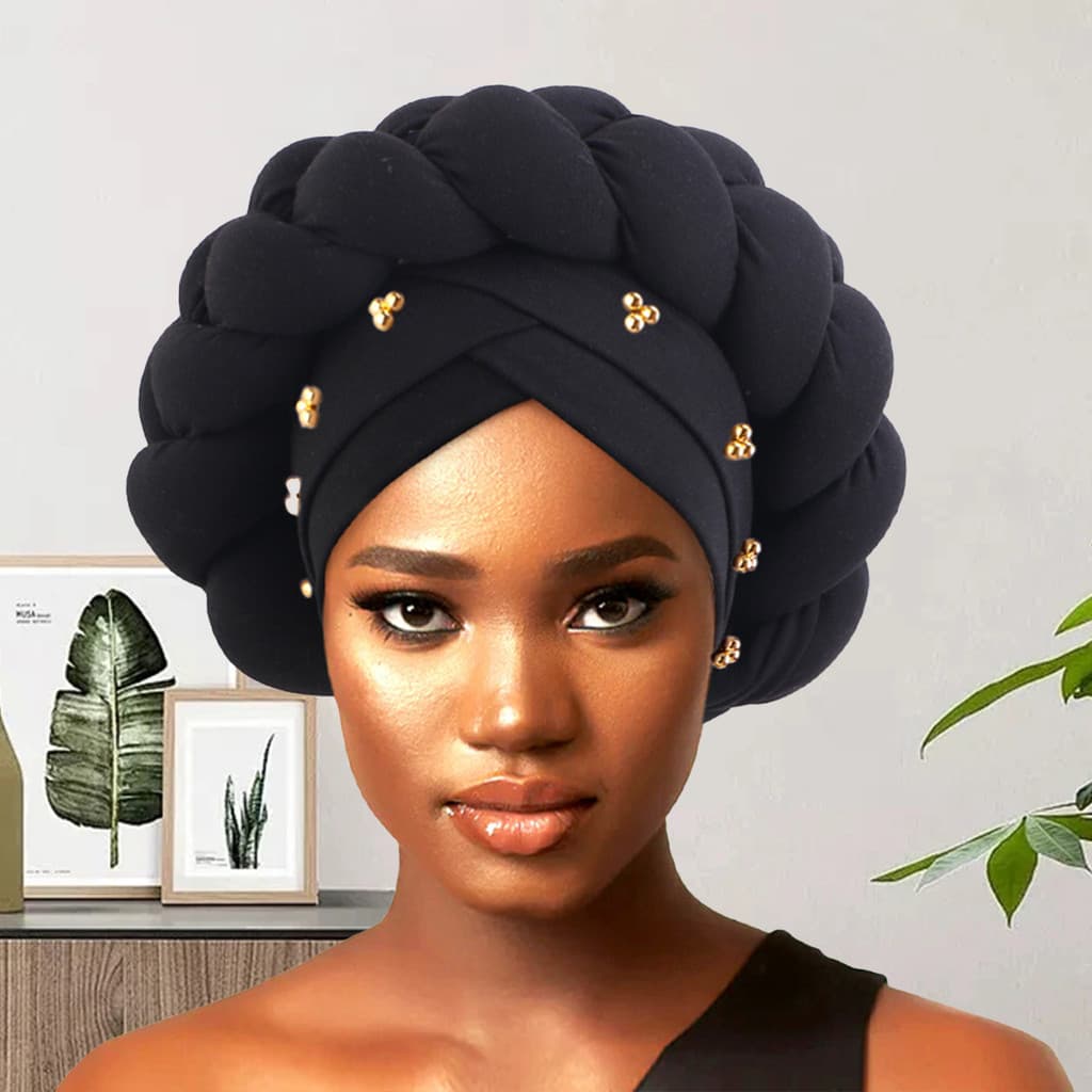 Turbante Africano Feminino Envoltório De Cabeça Cor Sólida Turbantes Macios Torcidos Bonés Para Mulheres E Meninas Prese