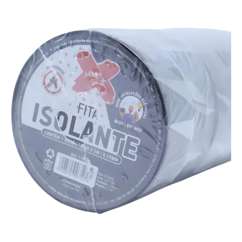 FITA ISOLANTE ADESIVA COR PRETA 15MIC - 19MM*5M PACOTE  KIT COM 10