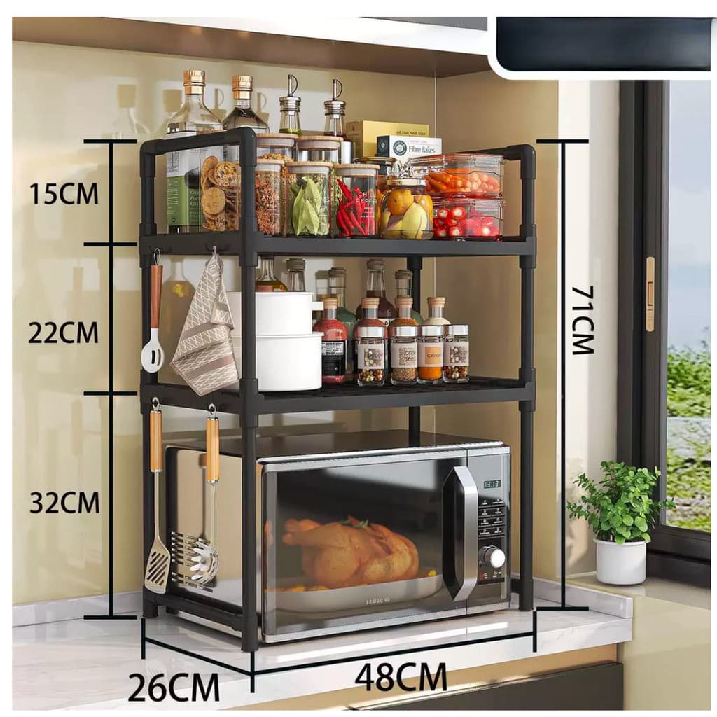 Estante Rack Prateleira 3 Andares Organizador Multiuso Para Cozinha Banheiro Quarto Armazenamento CYD