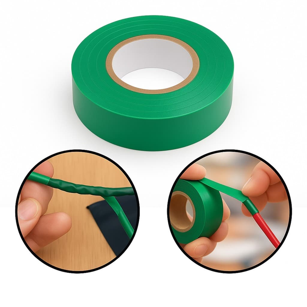 Fita Isolante Antichama Verde 19mm x 10m Segurança e Resistência para Instalações Elétricas 600V 80°C
