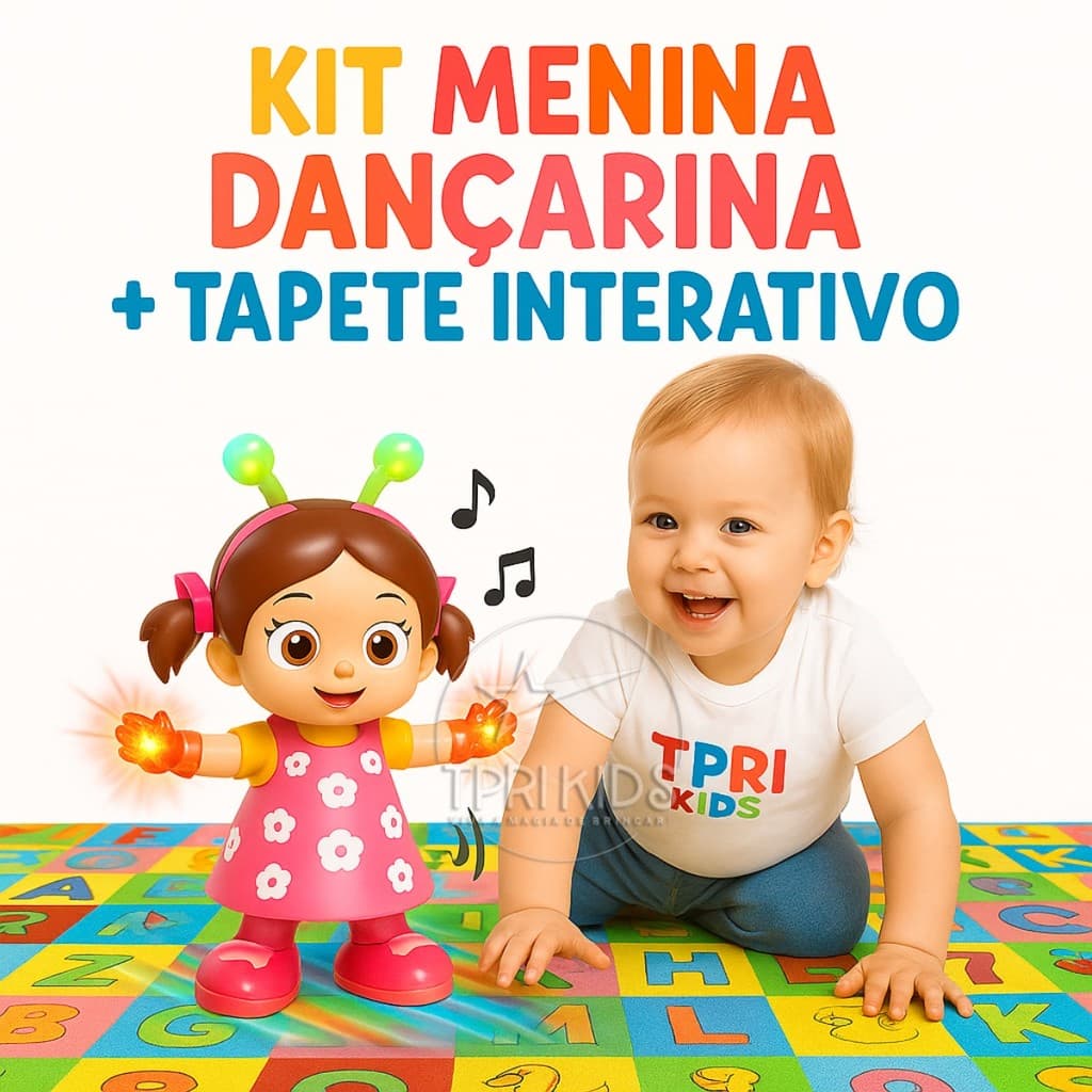 Kit Boneca Dançarina + Tapete de Atividades Grande Térmico Bebê Fofa Dançante Menina Musical Top 1