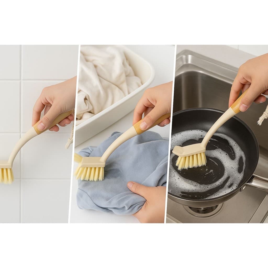 ESCOVA DE LIMPEZA DUO MULTIUSO BAMBU - OIKOS OFF WHITE - COZINHA, BANHEIRO, LAVANDERIA