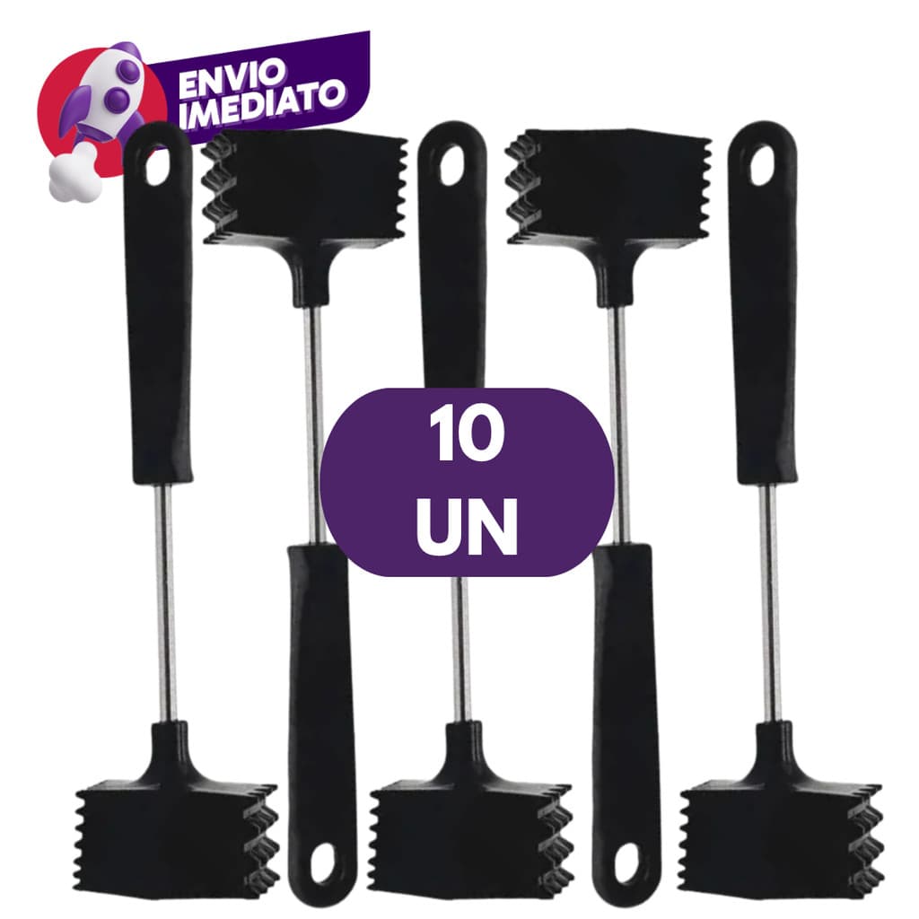 Martelo Amaciador Carne Batedor Inox 25cm Cozinha Restaurante Kit C/05, 08 Ou 10 Un