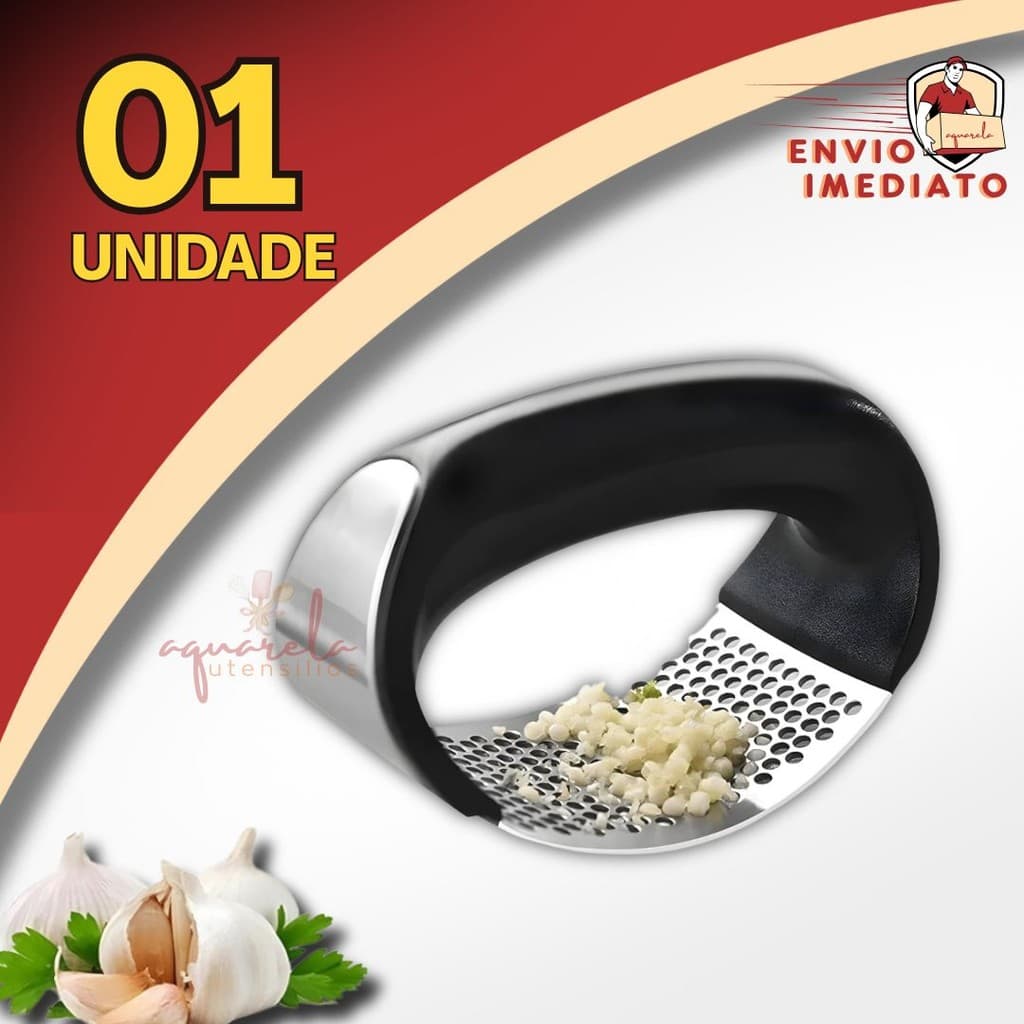 Kit 3 Espremedor Amassador Triturador De Alho Inox Manual Cozinha Moedor