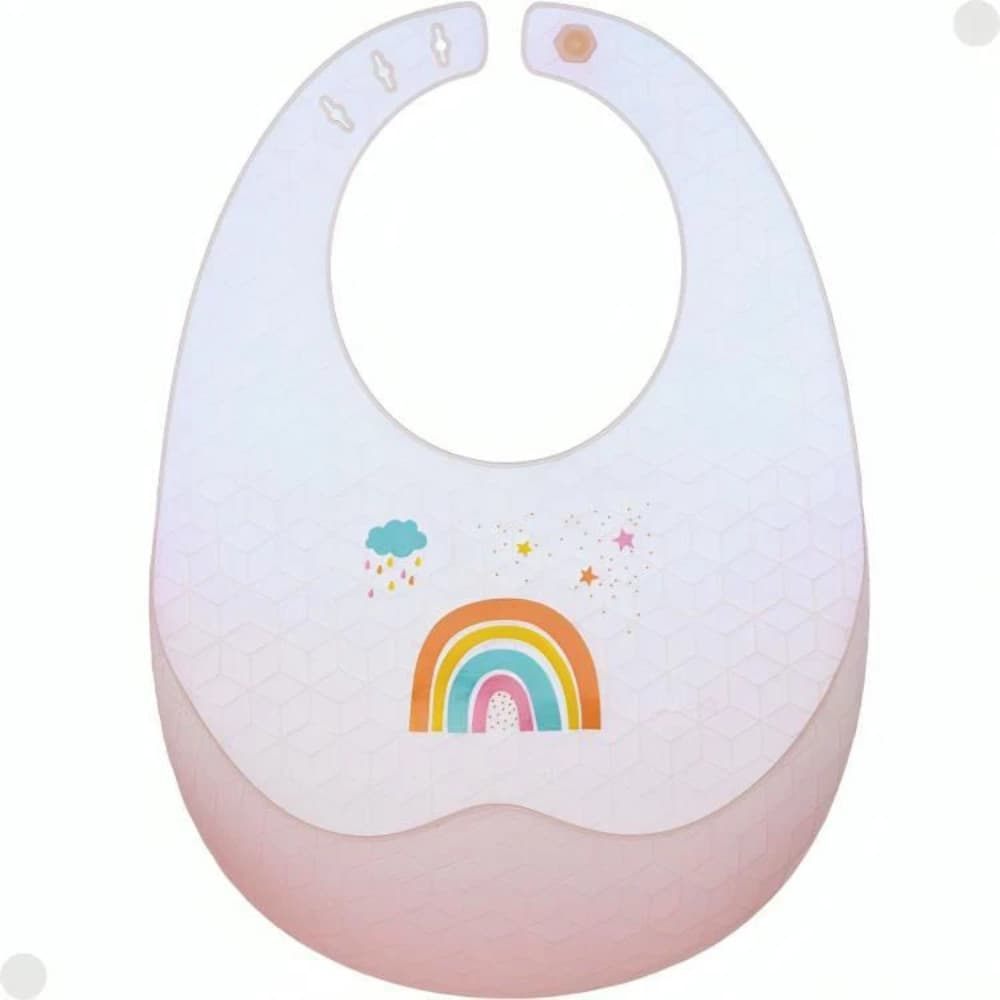 BABADOR EM SILICONE COM PEGA MIGALHA E ESTOJO ARCO-IRIS BUBA