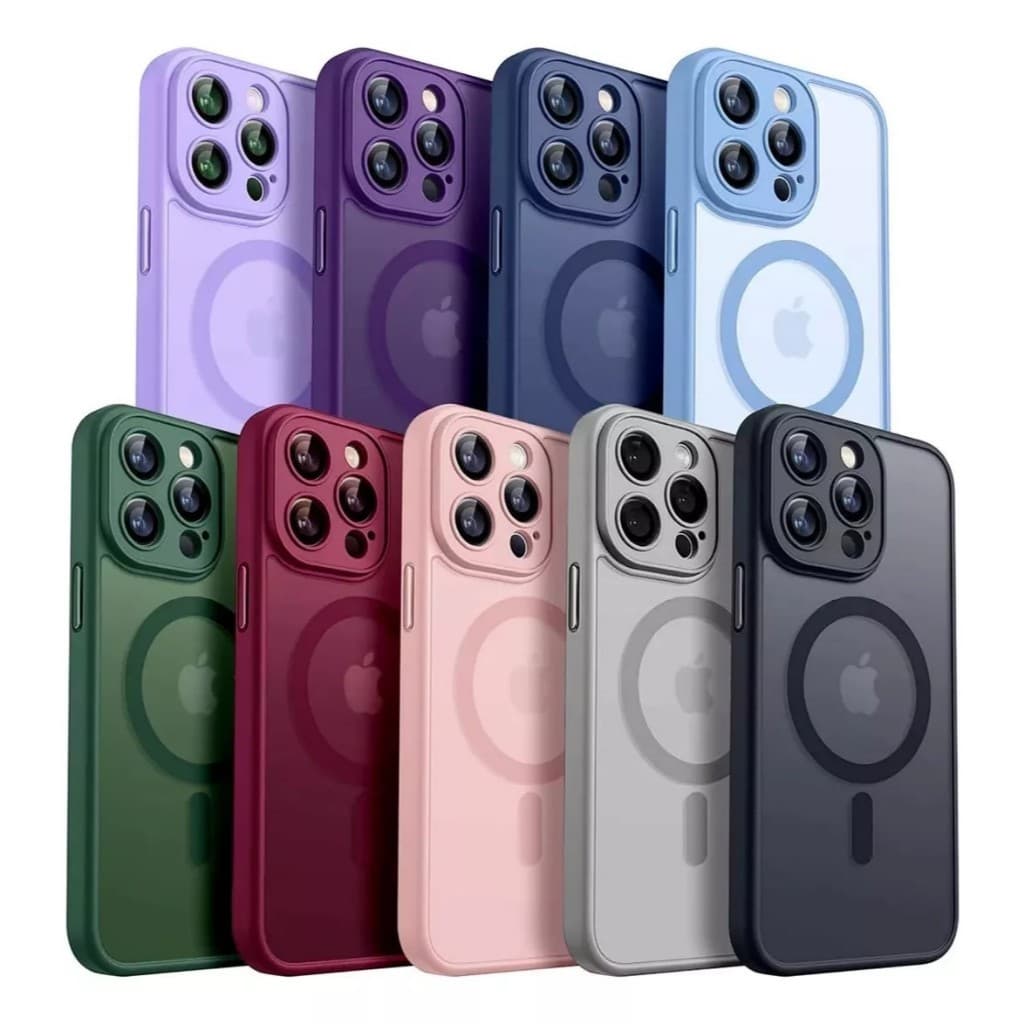 Capa capinha Fosca Premium COLOR + Proteção Câmera Magsafe Para iPhone 11 12 13 14 15 16 PRO PROMAX