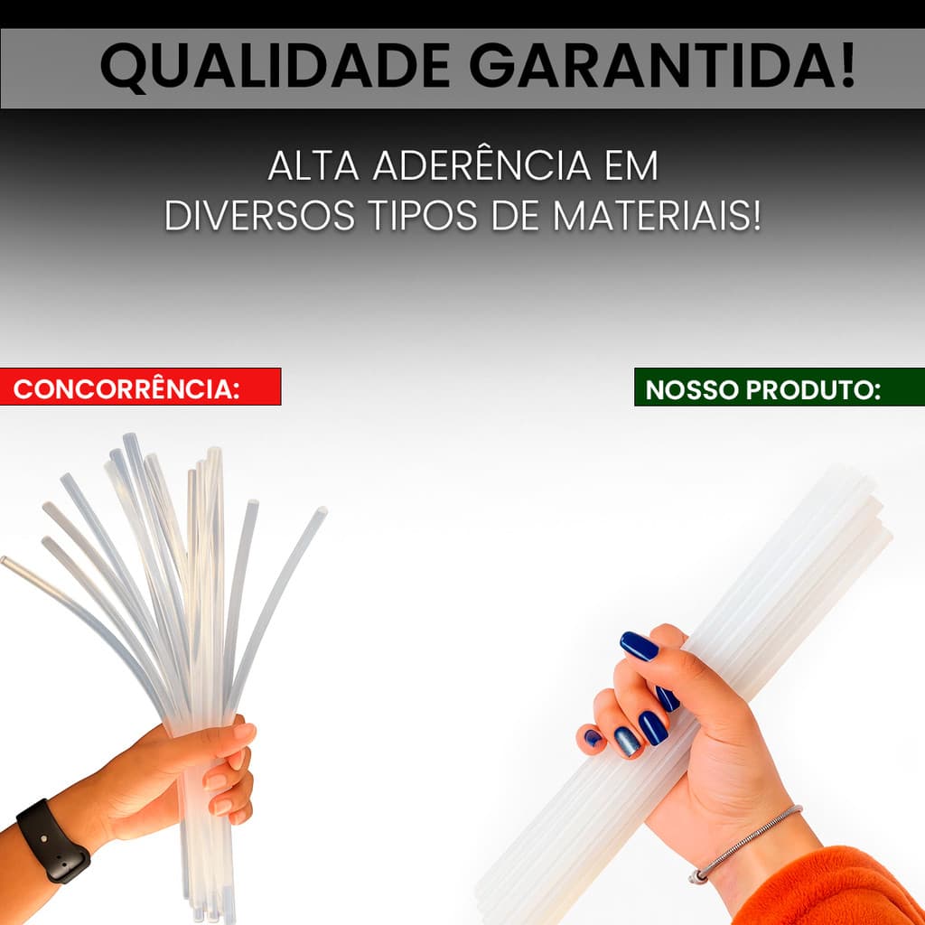 Refil Cola Quente 1KG Bastão Transparente 30cm  Uso Escolar e Profissional