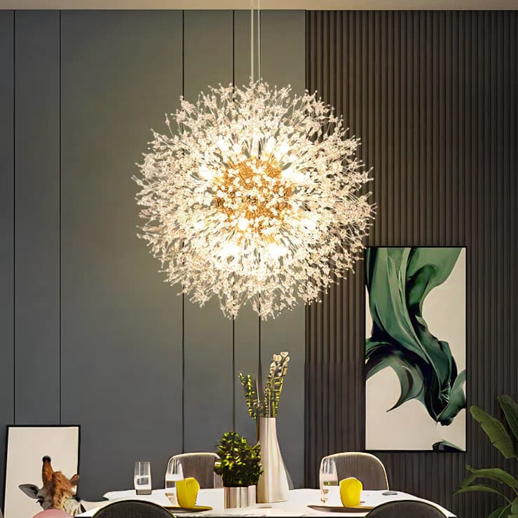 Estilo de Luxo Lustre Pendente Cristal Dente De Leão 60cm 80cm +16 G9  lâmpada