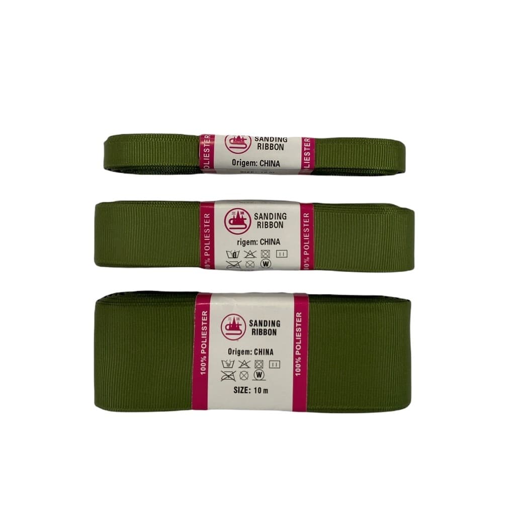 Fita Gorgurão Lisa Sanding Cor 296 (Verde Musgo) - 10 metros