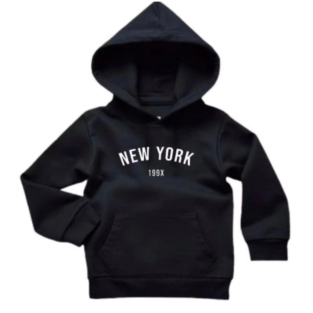 Moletom Infantil Peluciado New York Blusa Com Capuz E Bolso