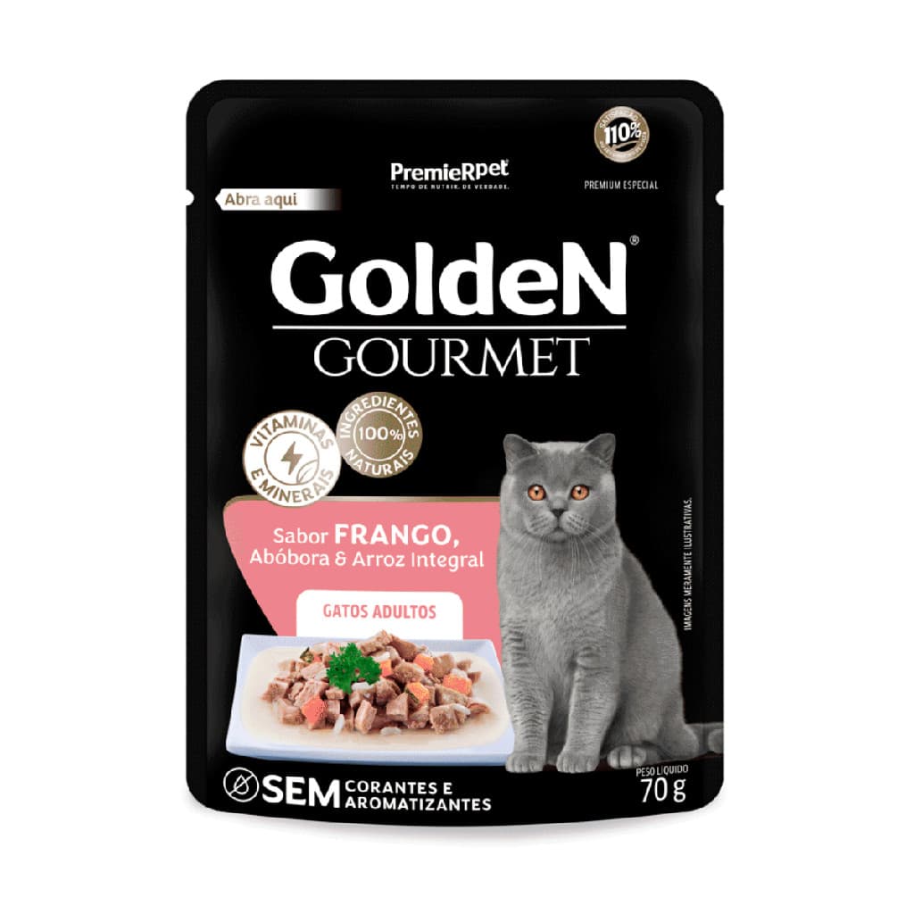 SACHE PARA GATO GOLDEN GOURMET GATOS ADULTO FRANGO 70G