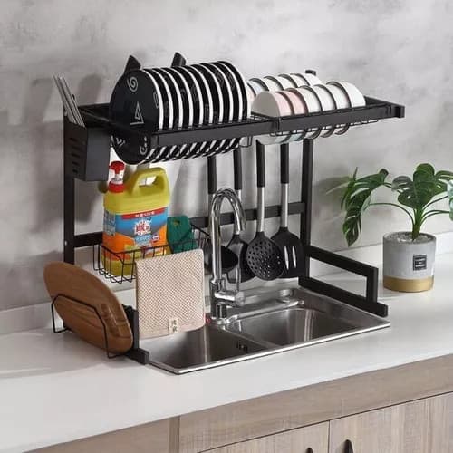 Escorredor De Pia Rack Aço Inoxidável 65cm Organizador Louça Talheres Cozinha Utilidades Montável