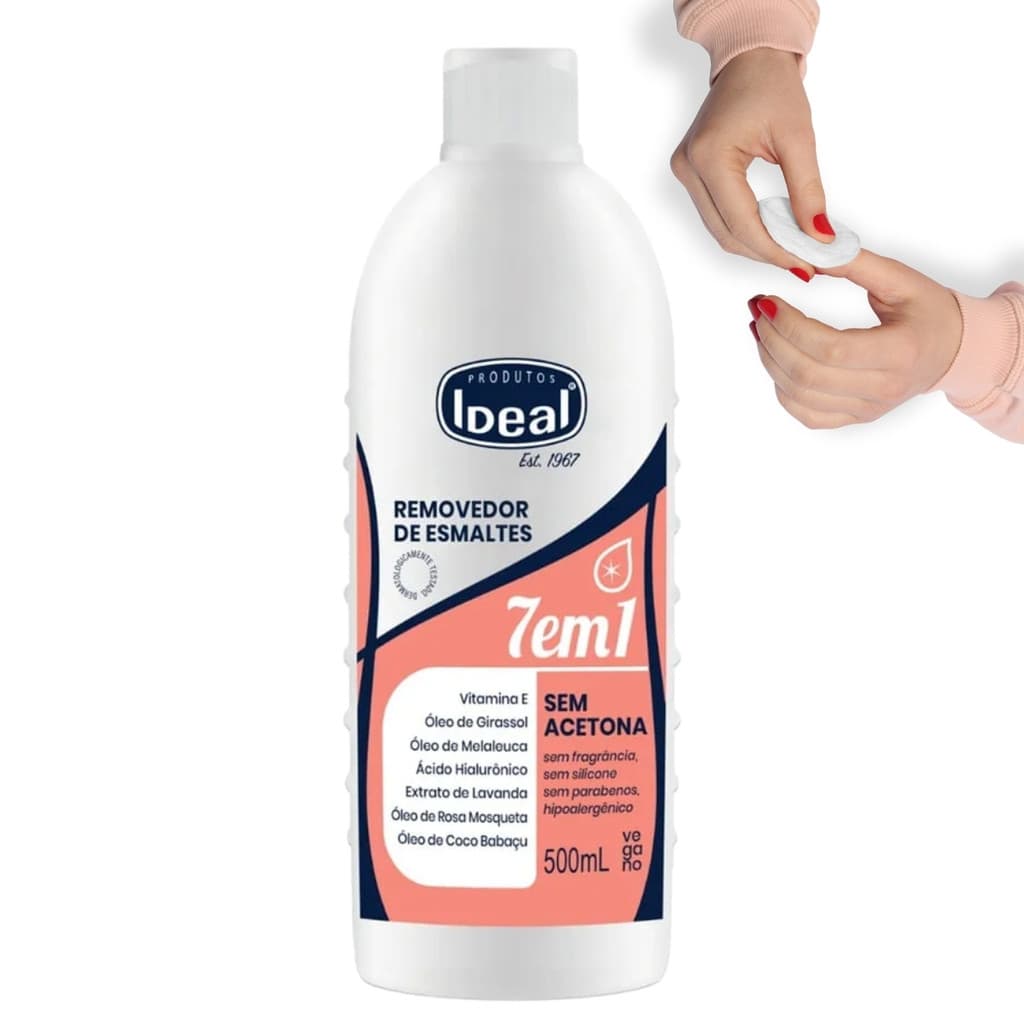 Removedor 7 Em 1 500Ml Ideal Sem Acetona Hidrata e Fortalece as Unhas