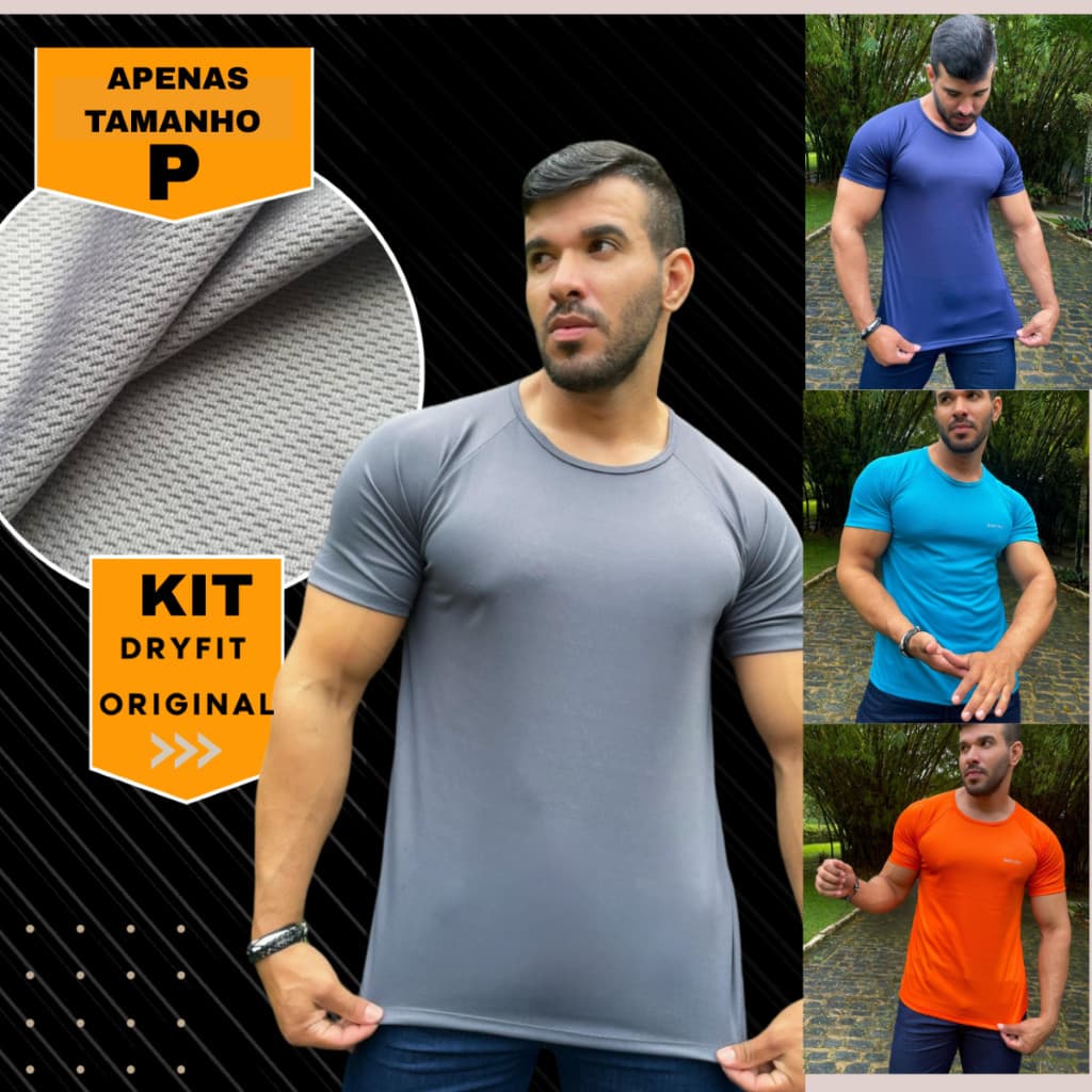 Kit Camiseta Tamanho P Camisa Masculina Camiseta Dry Fit