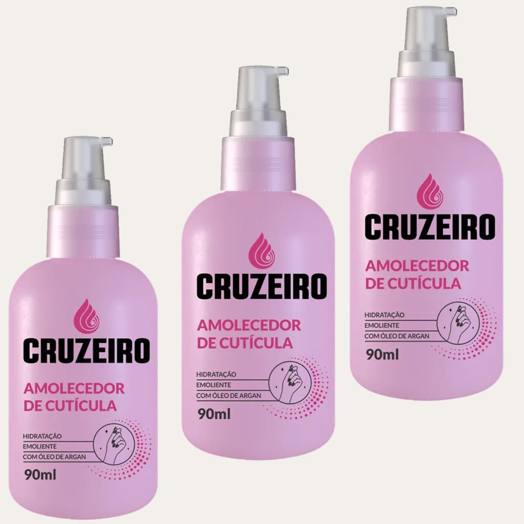 Kit 3 Un Amolecedor De Cutículas Óleo De Argan Cruzeiro 90ml