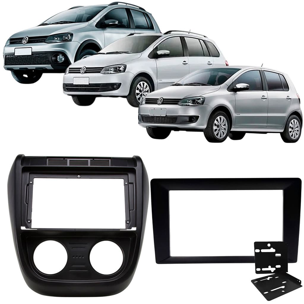 Moldura 9 e 7 Polegadas 2 Din Spacefox 2006 à 2010 Preta Painel Central Multimidia Mp5 Expex