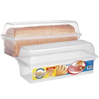 Porta Pão de Forma com Tampa Abaulada de Plástico 35cm Livre de BPA Armazena 1 Saco de Pão com Trava Ultraforte