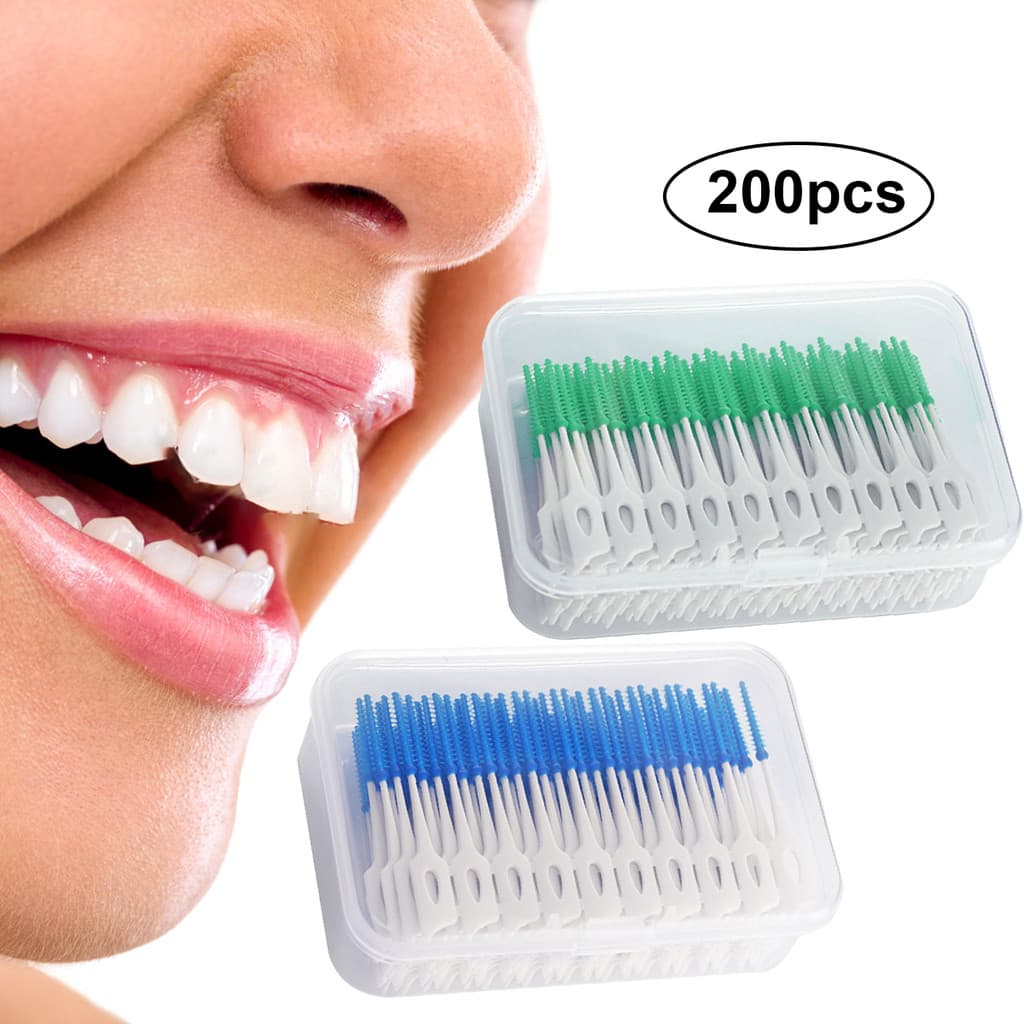 200 Pçs/Caixa Adultos Escovas Interdentais Limpar Entre Os Dentes Fio Dental Palito Escova De Ferramenta De Cuidados Ora