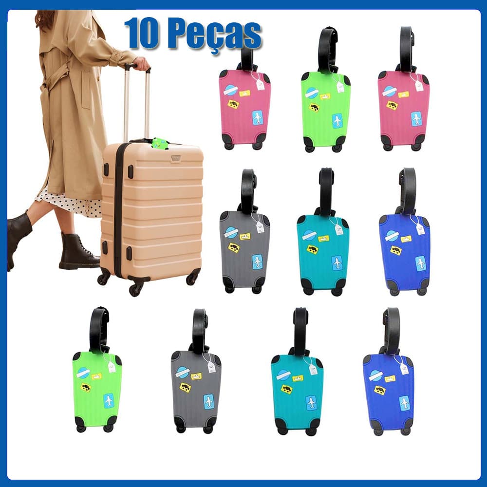 10 Unidades Tag de Identificação Etiquetas p/ Mala Bagagem Viagem - Travel Luggage Tag