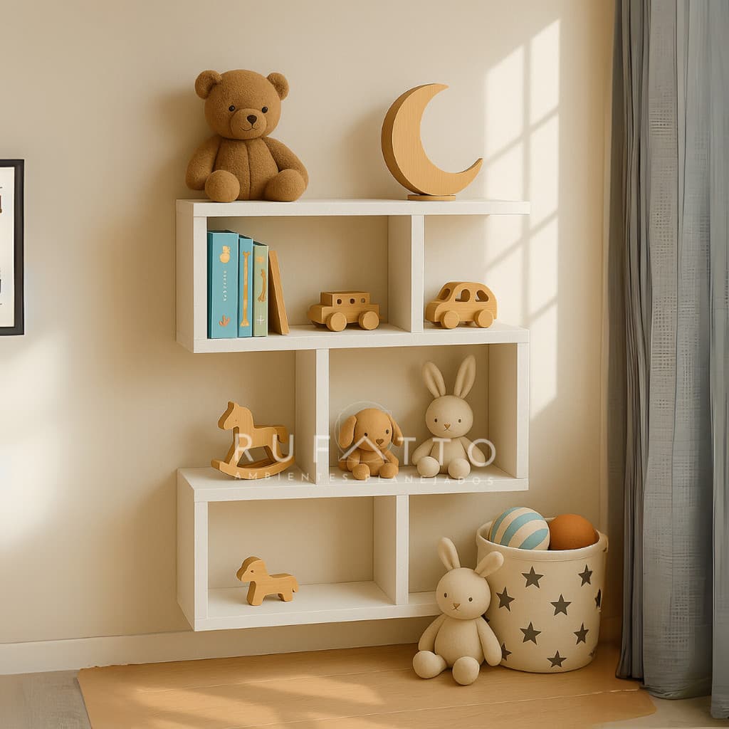 Nicho ZIG GRANDE Estante Livros MDF Organizador Escritório Quarto Sala  - BRANCO