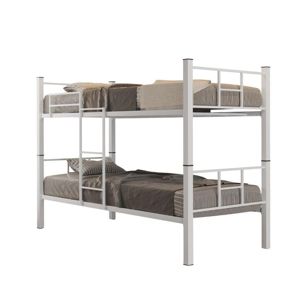 Beliche Solteiro Padr&atilde;o A&ccedil;o Vira 2 Cama Escada Grade Prote&ccedil;&atilde;o &lrm; Branco