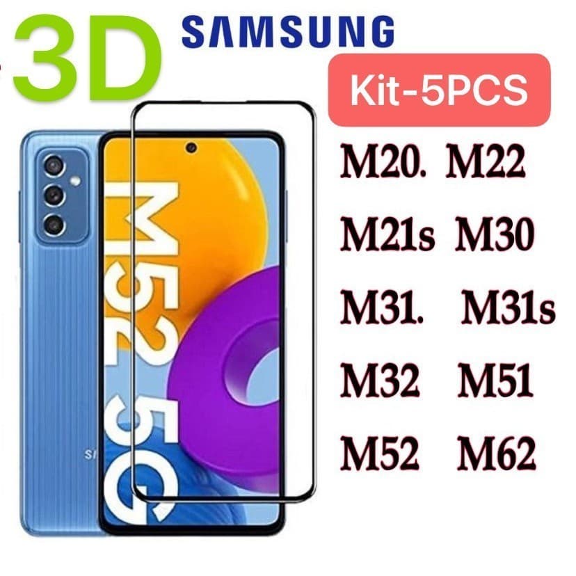 PELÍCULA DE VIDRO 3D GALAXY M Todos os modelos M20/M22/M21S/M30/M31/M31S/M32/M51/M52/M62