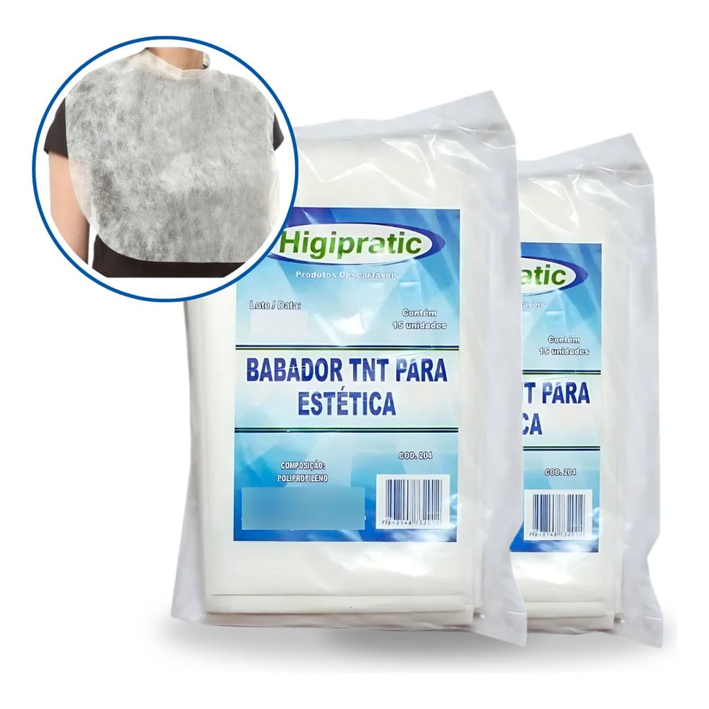 Babador Tnt Para Estética, Odonto, Salão Higipratic - 30 Un