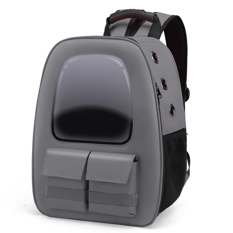 Mochila de Transporte para cachorro ou gato, respirável e com visão Cinza