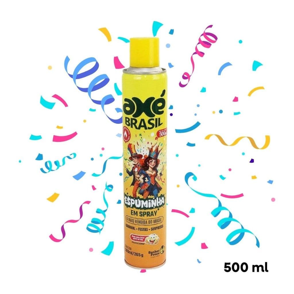 Espuminha da Alegria para Festas Carnaval Bloquinhos de Rua Espuma Neve Artificial Axé Brasil 500ml