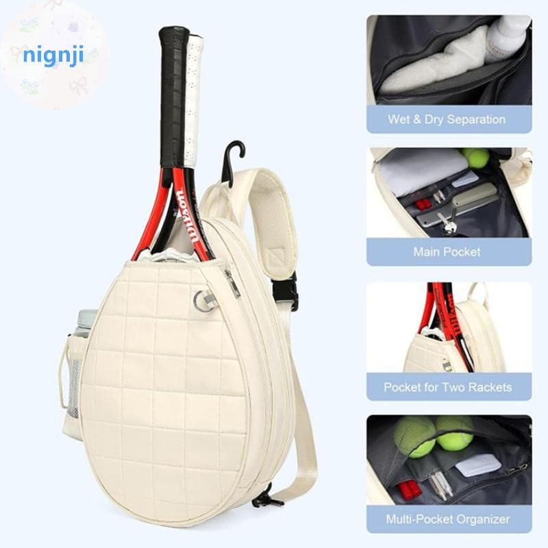 Bolsa De Tênis Nignji , Mochila Acolchoada Com Capacidade Para 2 Raquetes , Crossbody À Prova D'água Pickleball Mulheres