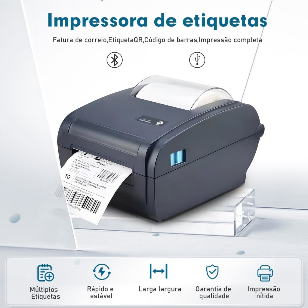 Impressora Térmica de Etiquetas Adesiva de Envios Coibeu USB bluetooth Tipo Zebra Ecommerce Correio