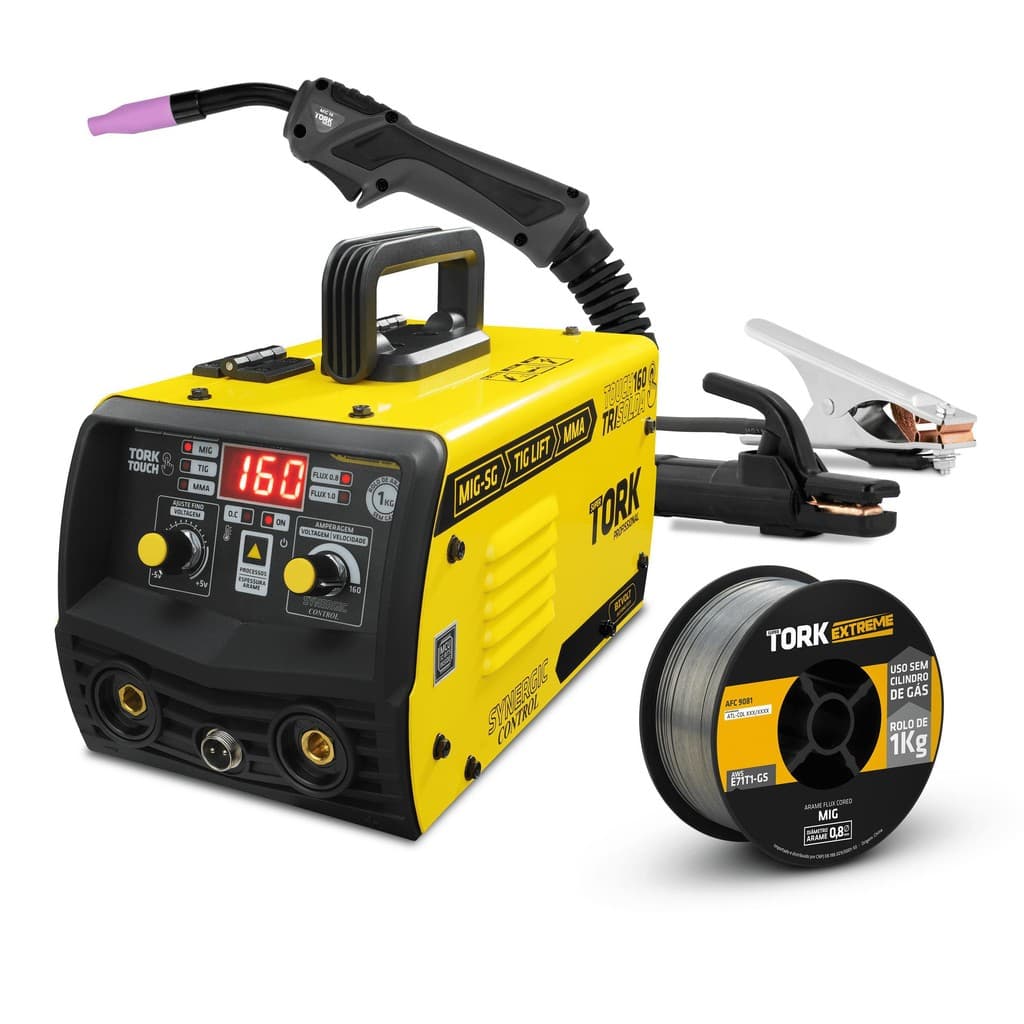 Maquina Solda Inversora Mig 160a Sem Gás Tig Mma Trisolda + 1Kg Arame uso sem gás Super Tork