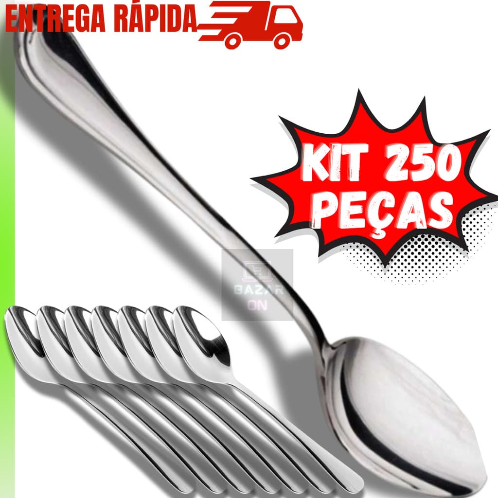 Kit Jogo 250 Colheres Mesa Em Aço Inox Conjunto Para Jantar Almoço Restaurante Hotel Original