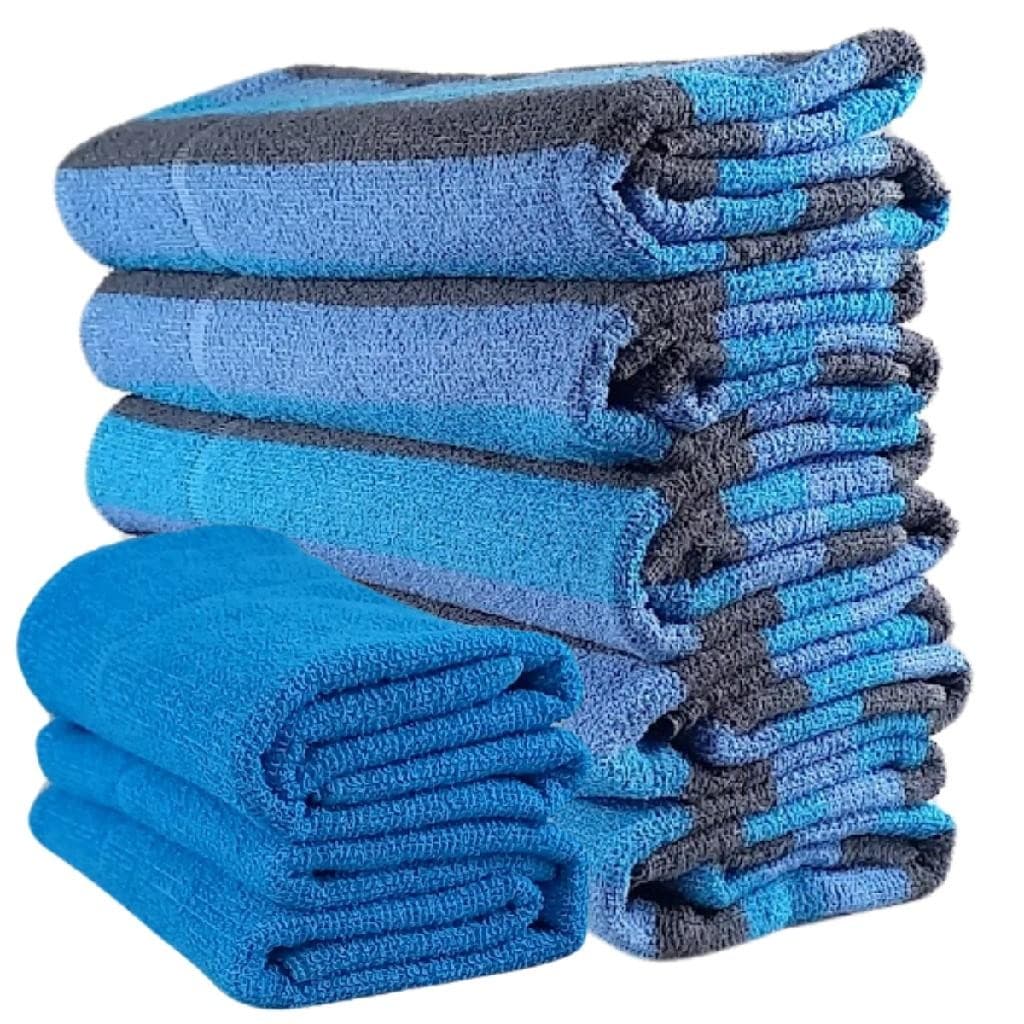 Jogo de Toalhas Kit 5 Toalhas de Banho + 2 Toalhas de Rosto Algodão - Azul e Cinza