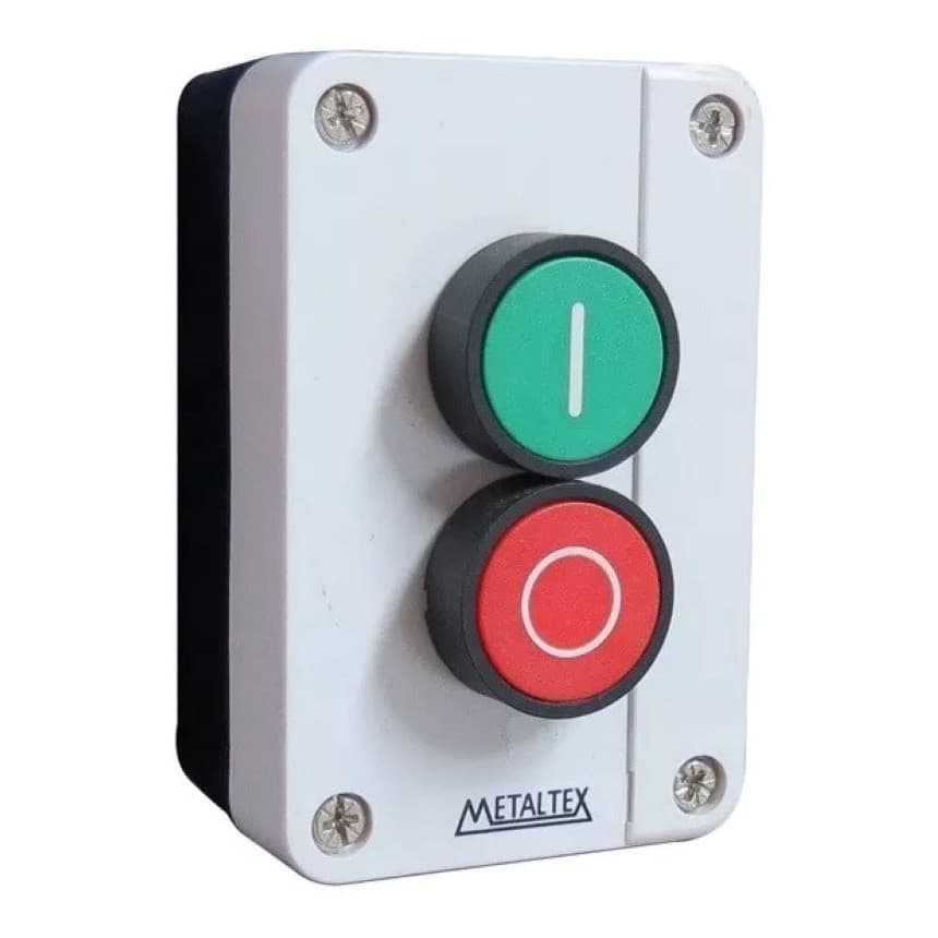 Botoeira com 02 Botões Liga/Desliga - Verde 1NA + Vermelho 1NF - CP2-LD - Metaltex