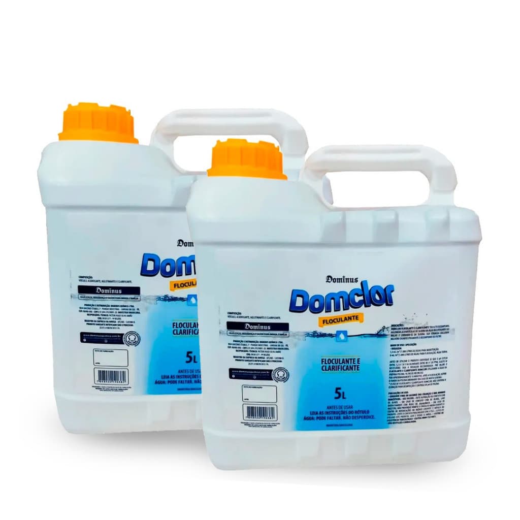 Kit 2 Clarificante Domclor 5 Litros Floculante Decantador De Impurezas Para Piscinas Nova Embalagem