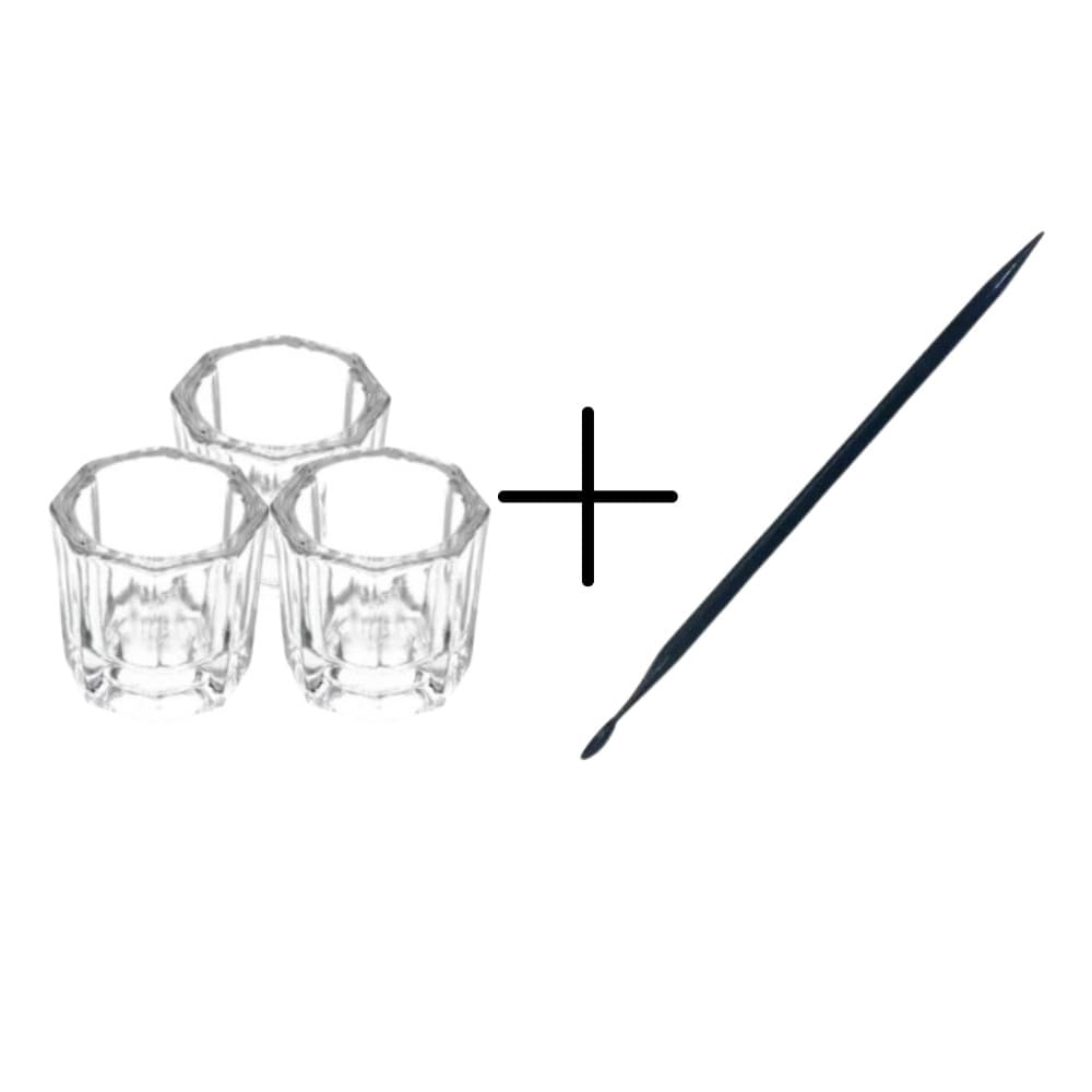 Kit Spa das Sobrancelhas Design Sobrancelha Com 3 Dappen de Vidro E 1 Palito Plastico Medidor  Micropigmentação (S15)