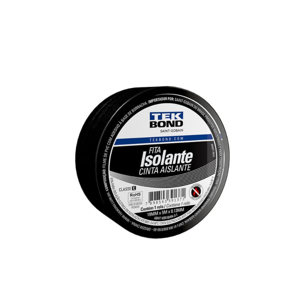 Kit 10 Rolos Fita Isolante Profissional - Tekbond