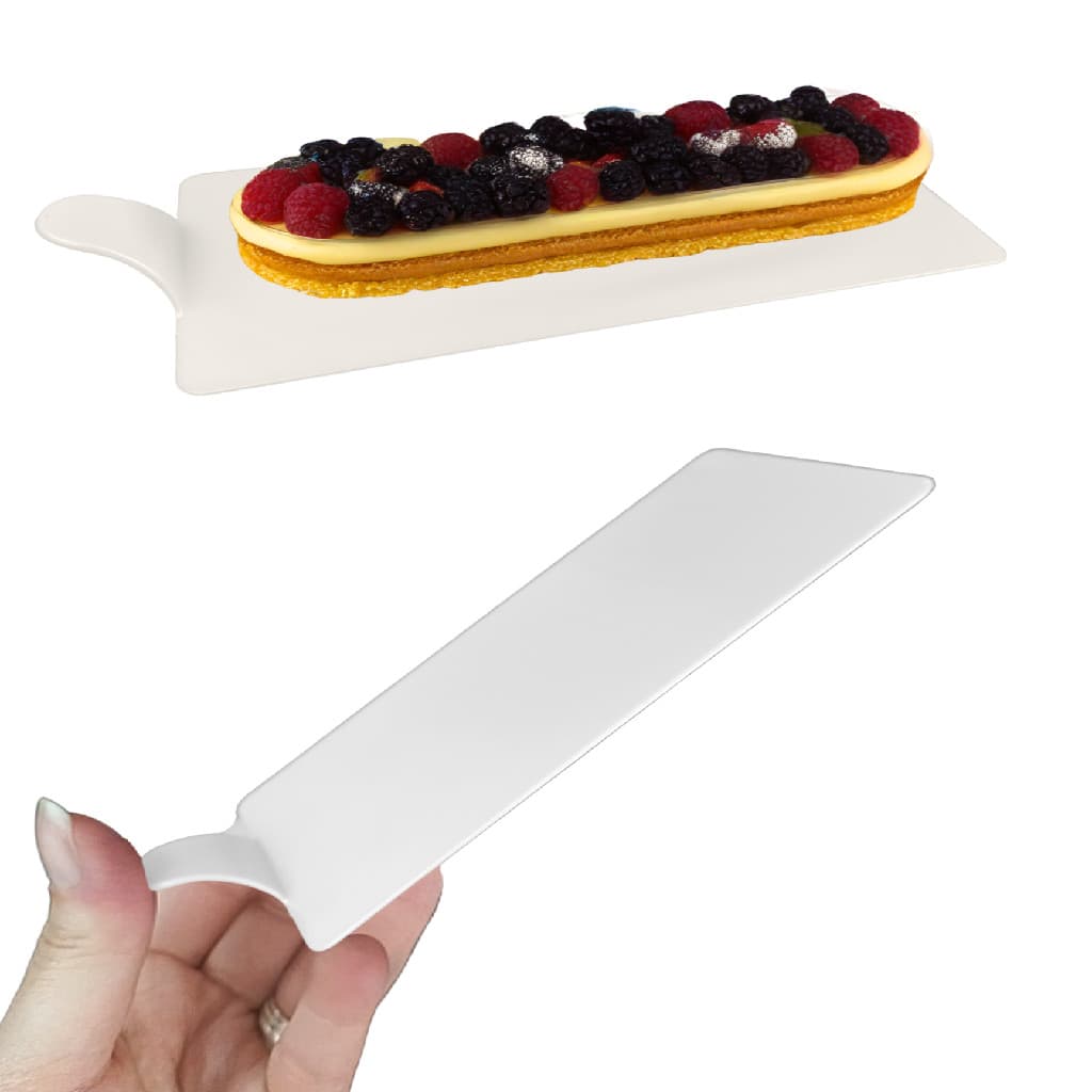 100 Bases Acrílica Retangular Branca 12,5x6 cm Elegante para Entremet Doces Finos Clear Tom Claro