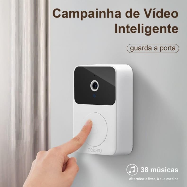Campainha Com Câmera Vídeo Porteiro Sem Fio Wi-Fi HD Inteligente Smart Home