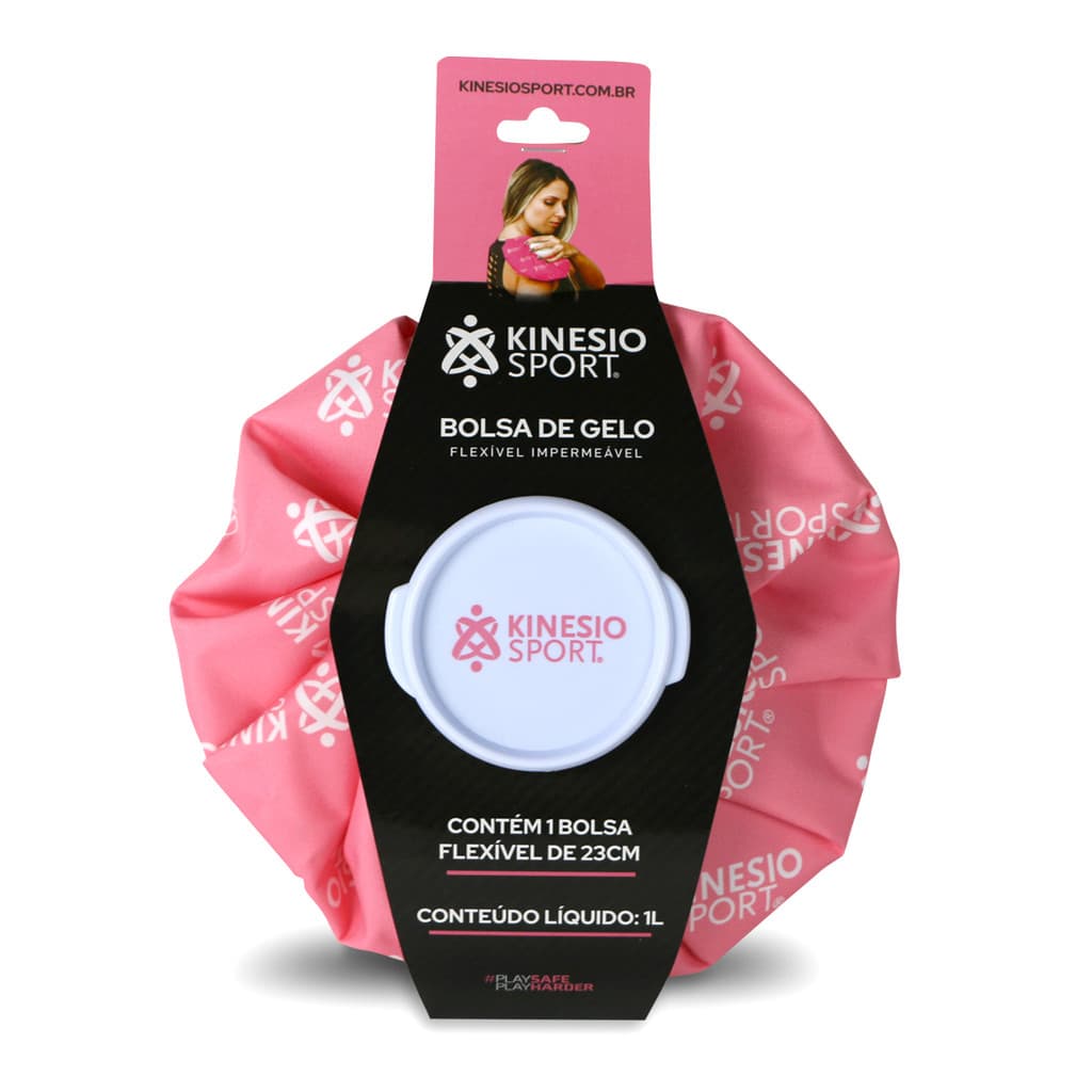 Bolsa Térmica de Gelo Flexível Impermeável KinesioSport, ROSA - 23cm